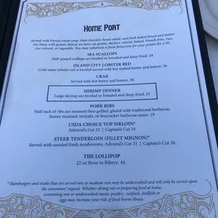 the menu