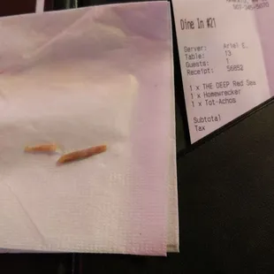 Chicken bones in the buffalo chicken totchos...