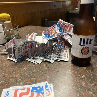 Pull tabs and miller lite