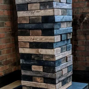 Play a game of Giant Jenga. When it falls you have to scream " Jenga"!