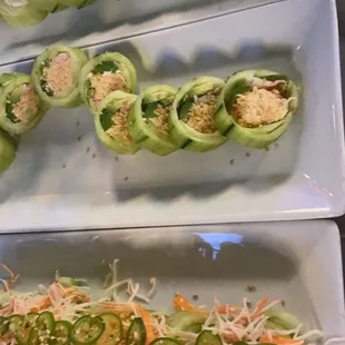 Cucumber wrapped sushi