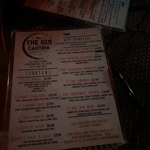 menu