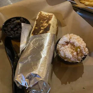 Cali burrito w/ a side of rice and black beans