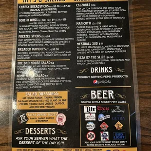the menu