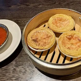 Crab Rangoon appetizer. Yum! The flaky puff pastry...