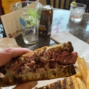 Ruben, huge portions of corned beef