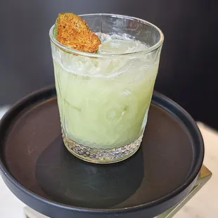 Si Una Vez mocktail (pineapple, lime, jalapeño, cilantro, cucumber &amp; coconut cream)