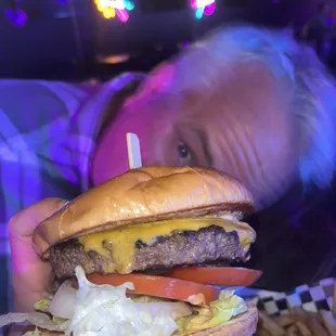 PAC man burger and garlic fries