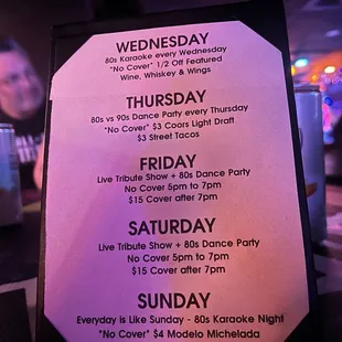 menu