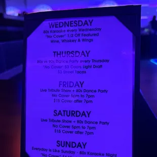 menu