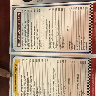 the menu for the restaurant