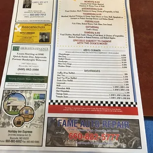 menu