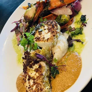Pistachio Panko Crusted Halibut