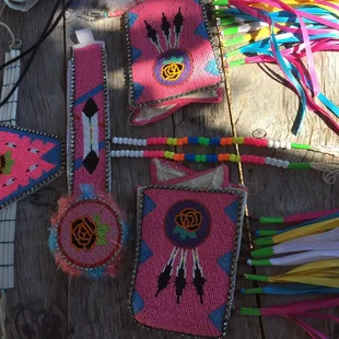 a variety of items on a picnic table