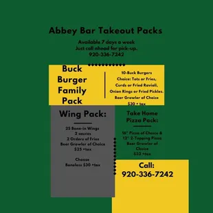 Takeout availability 7days a week.