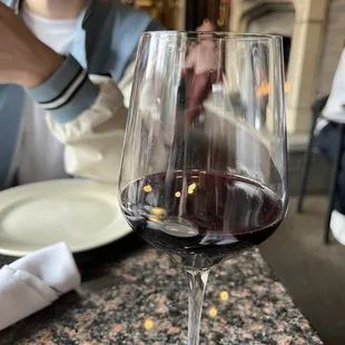 a glass of red wine