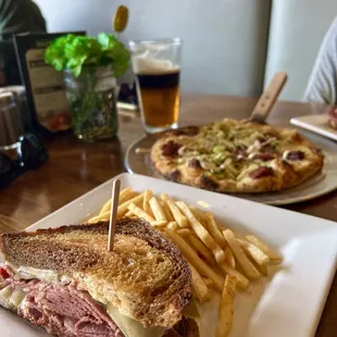 Yummy corned beef sandwich + Irish pizza