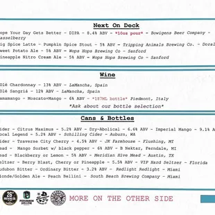 Menu options to choose from.