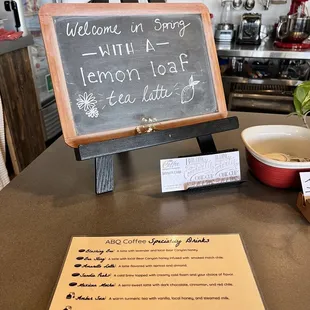 a menu on a chalkboard