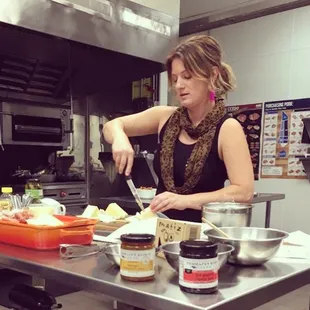 Becki Melvie owner of Abundant Kitchen runs a demonstration cooking class.