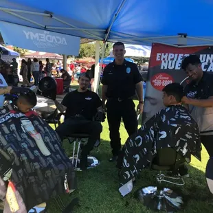 Back to School Event Madera CA.  Madera PD  Owner/Barber Carlos G. Barber Matt G. Barber Ana M.