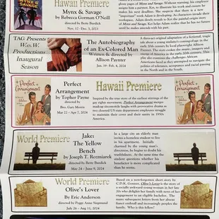 Upcoming performances: October 2023 to August 2024