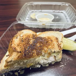Carryout Turkey Reuben with Thousand Island Dressing on the side... Amazing!!