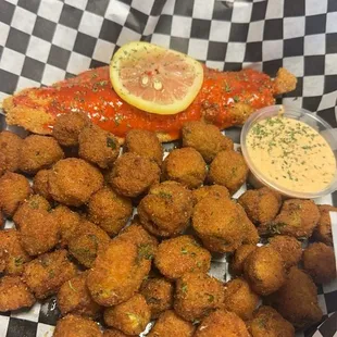 Hot lemon pepper fish &amp; fried okra