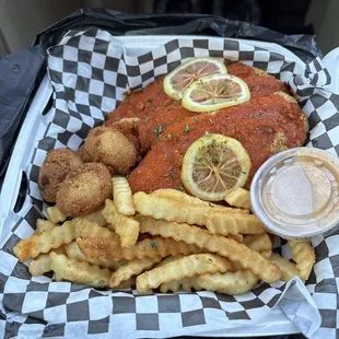 Food was amazing!! Highly recommend, I got the catfish dipped in hot lemon pepper with a side of fries and hush puppies !