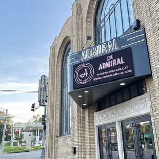 The front of The Admiral (they kept the historical Sokol Auditorium name below)