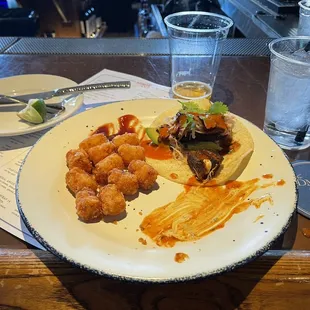 Fish taco and tots