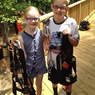 Waiting for assistance to put on gear.