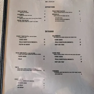 Food menu