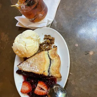 Old fashioned and boysenberry pie