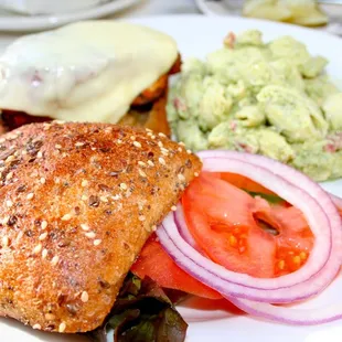 Mary&apos;s chicken sandwich and pasta salad