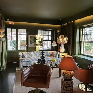 One of two sitting rooms next to front door, immediately to the right when you enter hotel main entry.