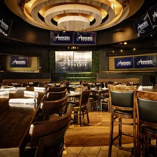 an empty restaurant with tables and chairs