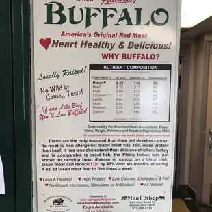 a sign for buffalo heart healthy and delicious