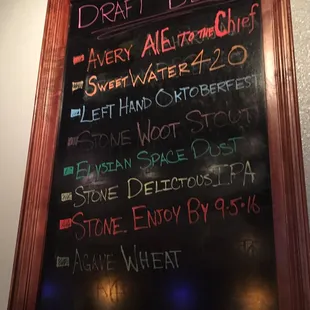Beers on tap as of last night!  Very solid pics!