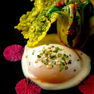 THE PAN ASIAN EGG, soft coddled farm egg, bok choy, ginger, rice cracker