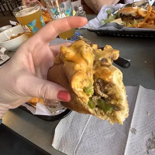 I remembered to take a pic of the cheesesteak when I was almost finished.