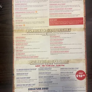 the menu