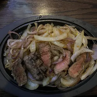 Steak fajitas no bell peppers