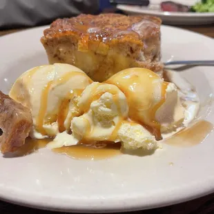 Warm Apple Bread Pudding with ice cream.
