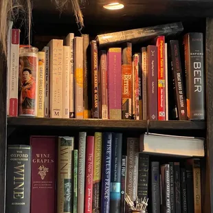 a bookshelf full of books