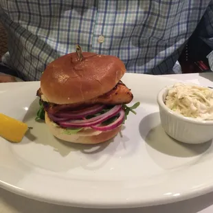 Blackened salmon sandwich