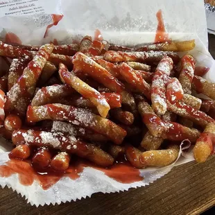 Food - Super secret desert menu of Funnel Cake Fries with w/Raspberry sauce! as of 10-30-2024