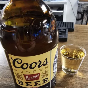 ole Stumpy Coors and a shot of Costa Tequila