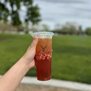 Strawberry Tea with Green Tea Jelly
