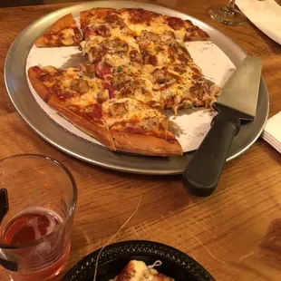 Chicken, pepperoni pizza